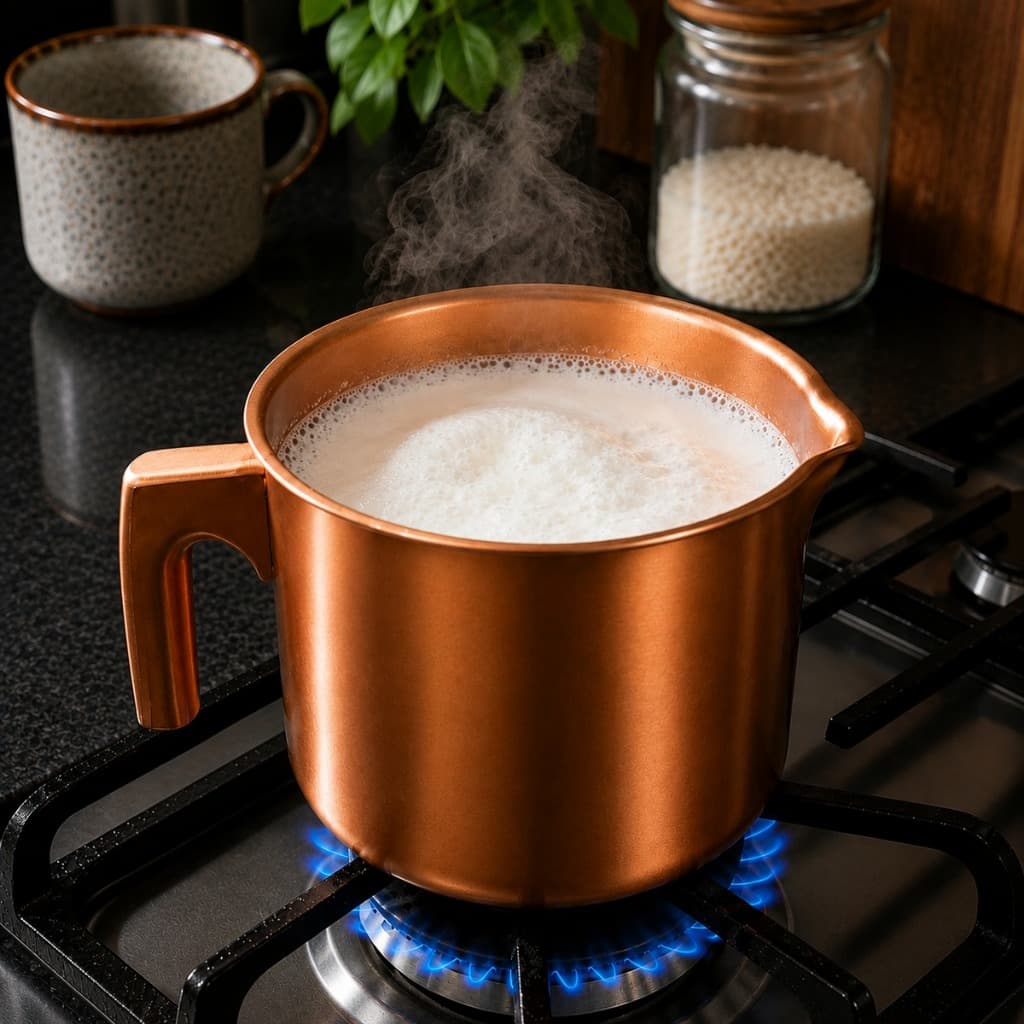 Leiteira Fervedor 12cm 1,1L com Revestimento Cerâmico Antiaderente para Leite Café Chá Cozinha