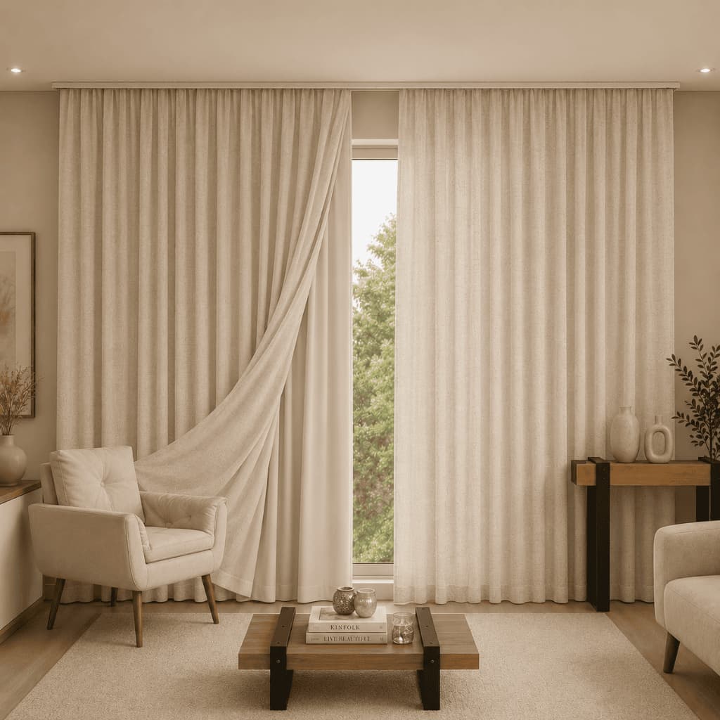 Cortina Linho Sala Quarto para Trilho Suíço 3,00 x 2,30/2,40/2,50/2,60/2,80 com Forro Microfibra