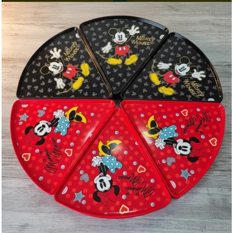 Kit Jogo 6 Pratos De Pizza Plástico Minnie E Mickey Disney