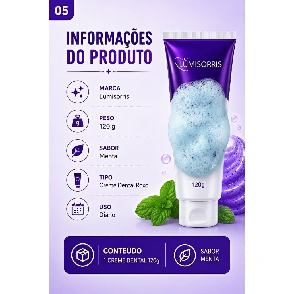 Lumisorris Purple Toothpaste for Daily Use Mint Flavor Probiotic Technology Oral Care 120g