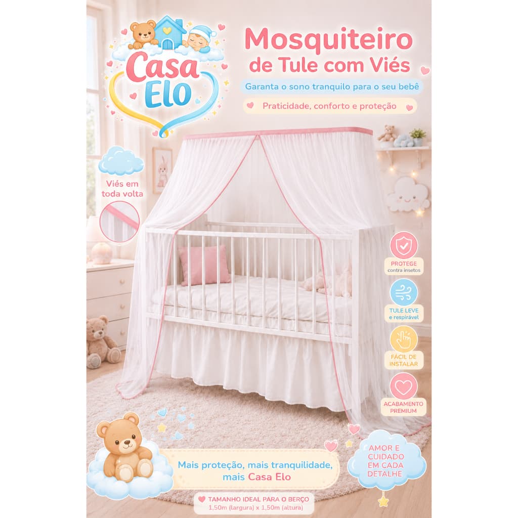 Mosquiteiro Berço Americano Antimosquito Enxoval Recém-nascido Bebê
