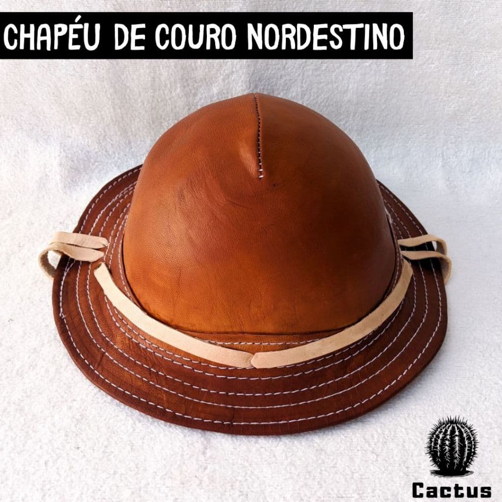 Chapéu de Couro nordestino Legítimo de Bode Boné sertão Copasol lampião Rústico Country Festa junina