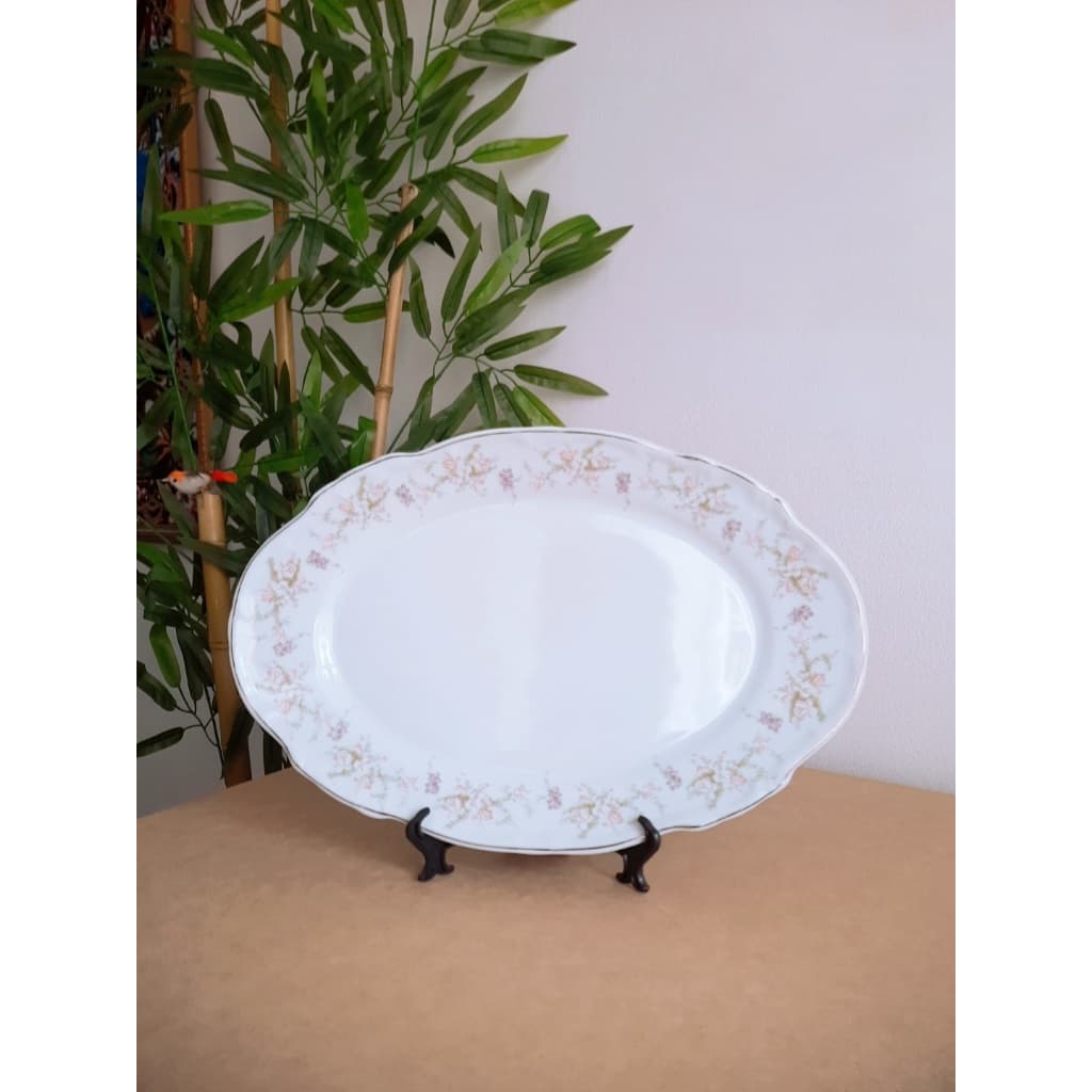 travessa em porcelana branca estampada floral schmidt