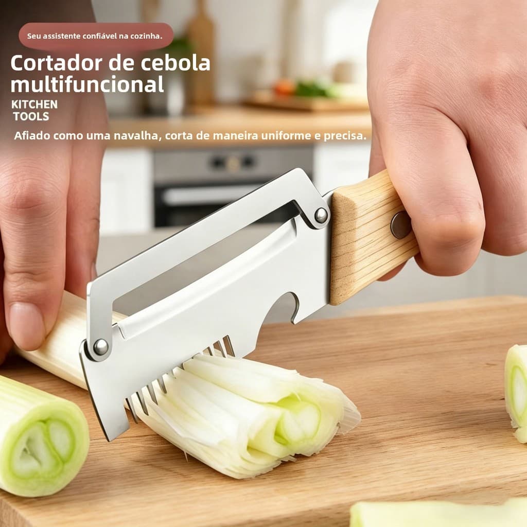 Descascador 2 em 1 de Aço Inoxidável com Lâmina Serrilhada, Cortador de Cebolinha, Raspador de Frutas e Legumes para Coz