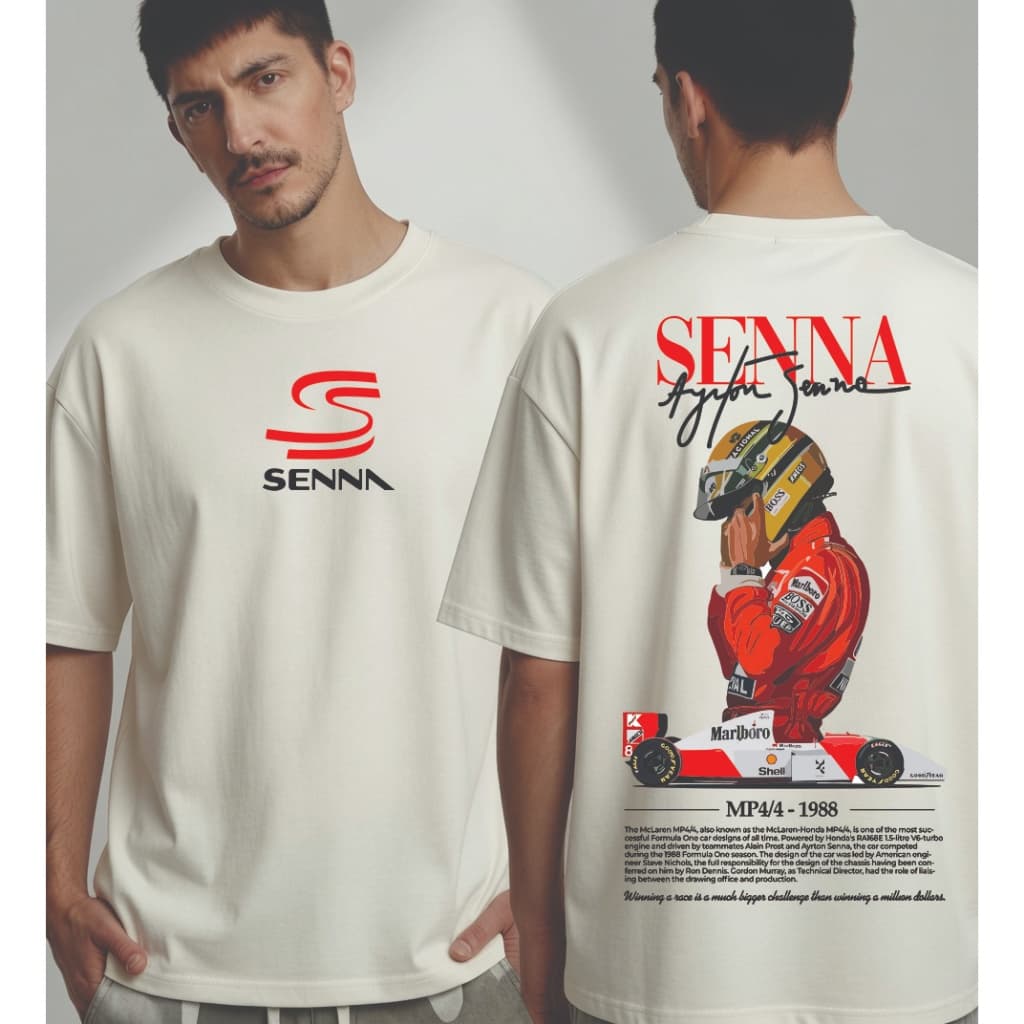 Camiseta Oversized Ayrton Senna F1 McLaren 1988 100% Algodão Premium Unissex Streetwear Vintage