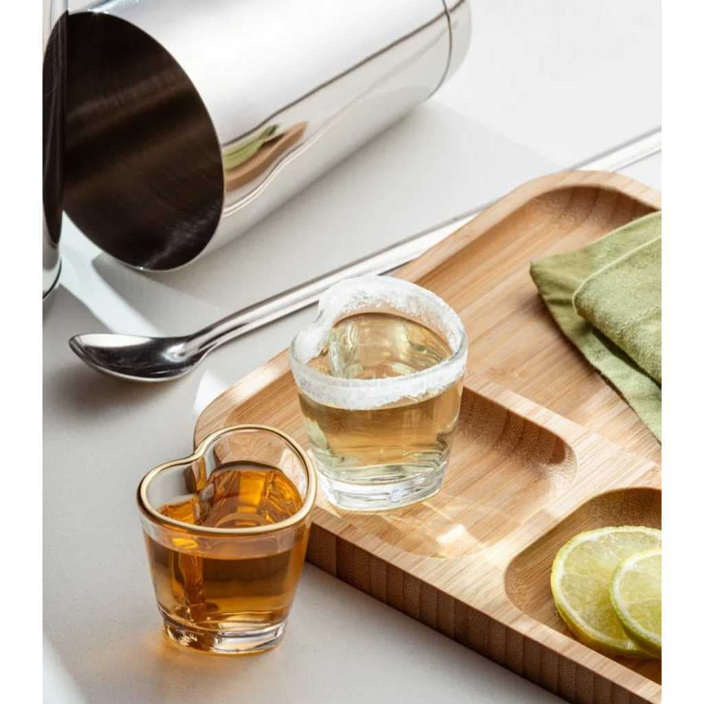 Copo de Shot de Vidro Coração com Fio dourado 50ml - Lyor