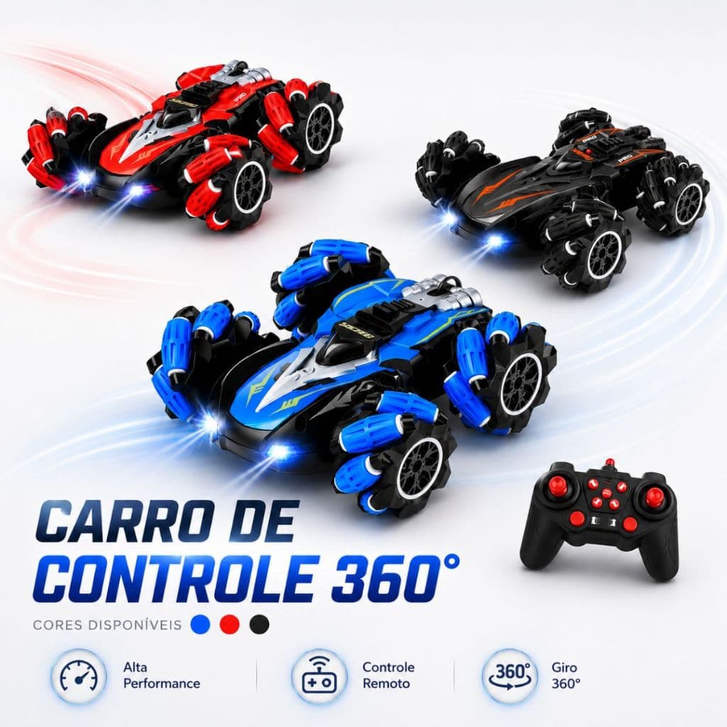 Carrinho de Controle Remoto Acrobático Drift Radical Gira 360º Com Luz de Led  Várias Funções
