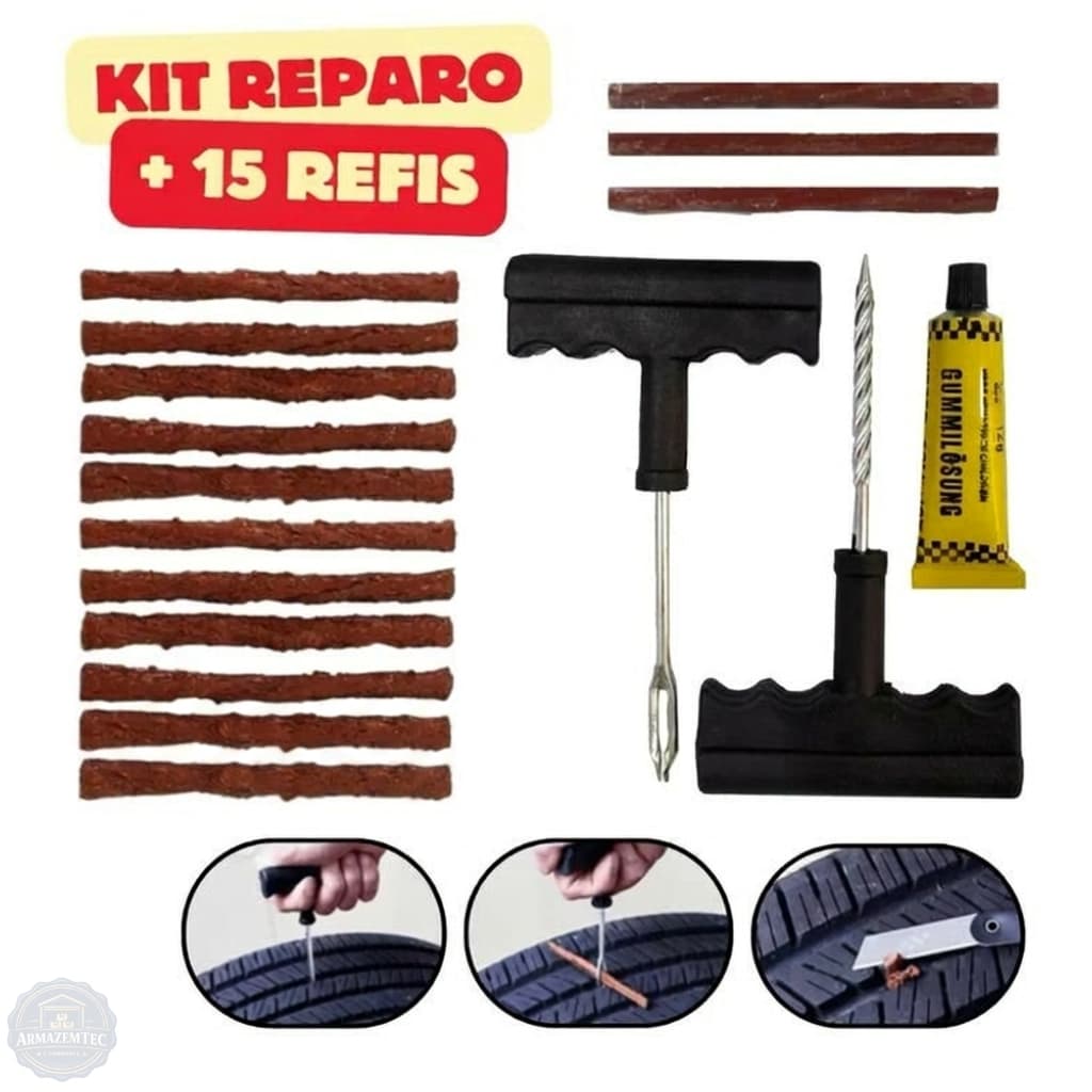 Reparo De Pneu Sem Câmara Carro E Moto Com Refil Macarrão Borracheiro Completo | Envio Imediato