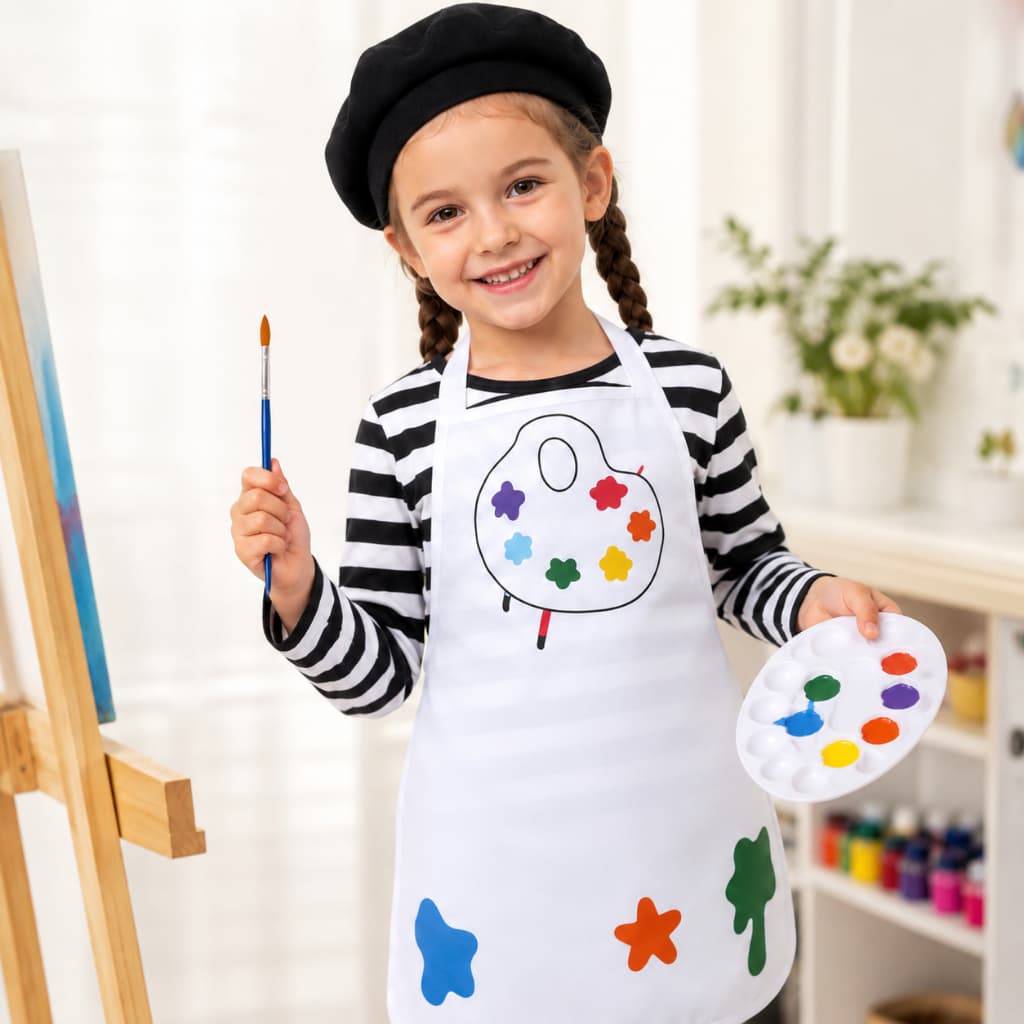 Fantasia Pintor Infantil Chapeu Pincel Tinta Blusa Festa Unissex Menino Menina Presente Halloween