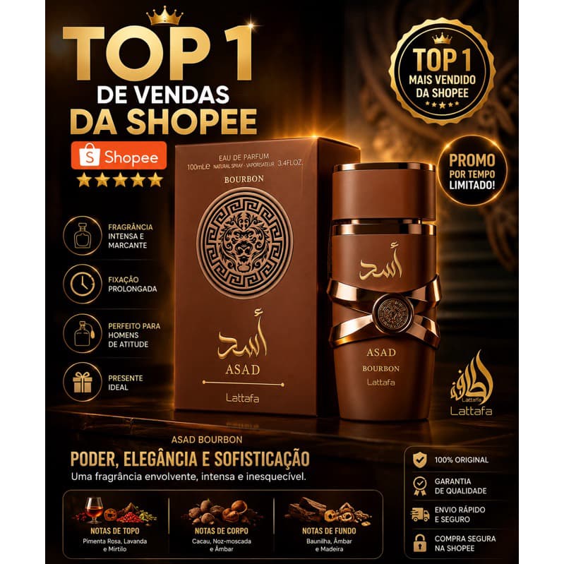 Lattafa Asad Bourbon Eau de Parfum/ Perfume Masculino original