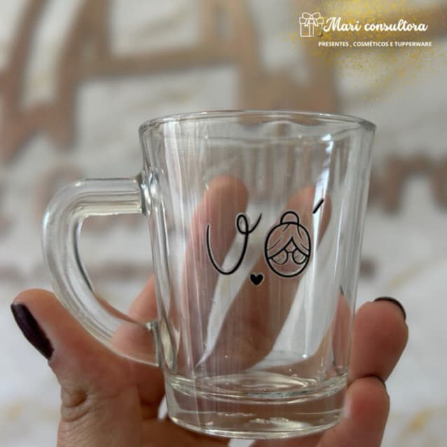 Xícara de Vidro Personalizada “Vó” – Presente para Avó | 70ml