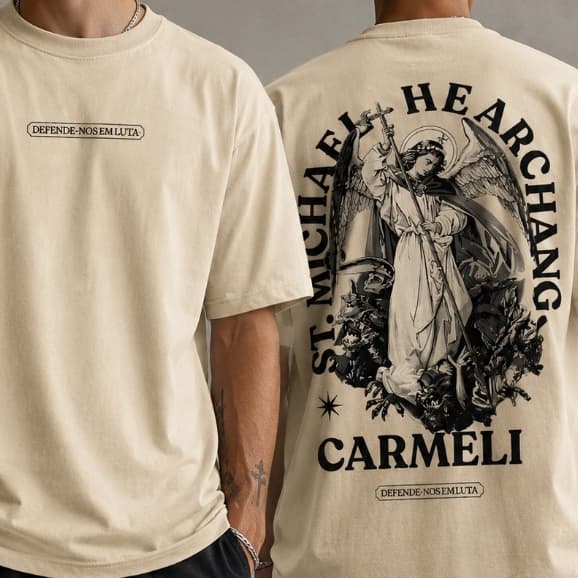 Camiseta Oversized St Michael Arcanjo Camisa Blusão Streetwear Angel Espada Masculino Feminino