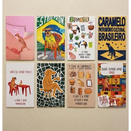 Kit 10 Quadros Decorativo Cachorro Caramelo Decoração Brasil