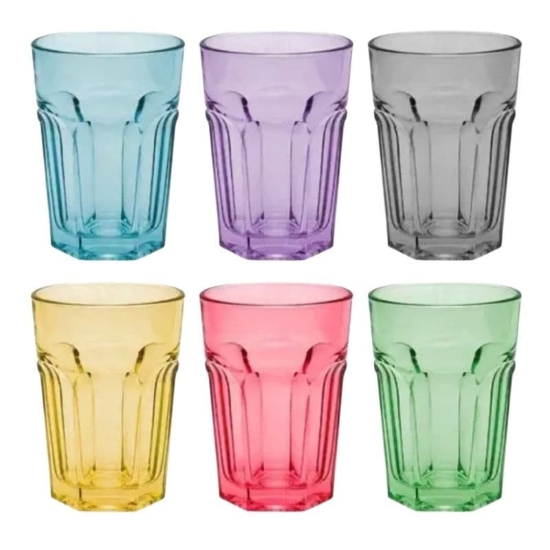 O Jogo Com 6 Copos Boston Coloridos P/Água Suco Drinks
