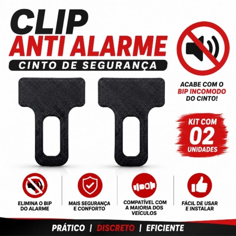 Kit 2 Clip Anti Bip para Cinto de Segurança Universal Preto – Encaixe Fácil e Resistente