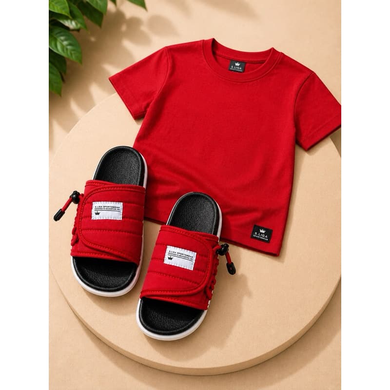 Kit Chinelo e Camiseta Infantil do Brasil Camisa 100% algodão chinela assuna 2