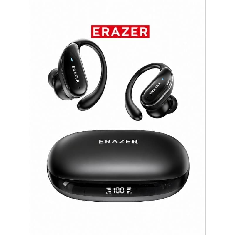 Fone Bluetooth ERAZER TX80 Esportivo TWS Bluetooth 5.4 Com Gancho Display LED Microfone HD Hi-Fi Sem Fio