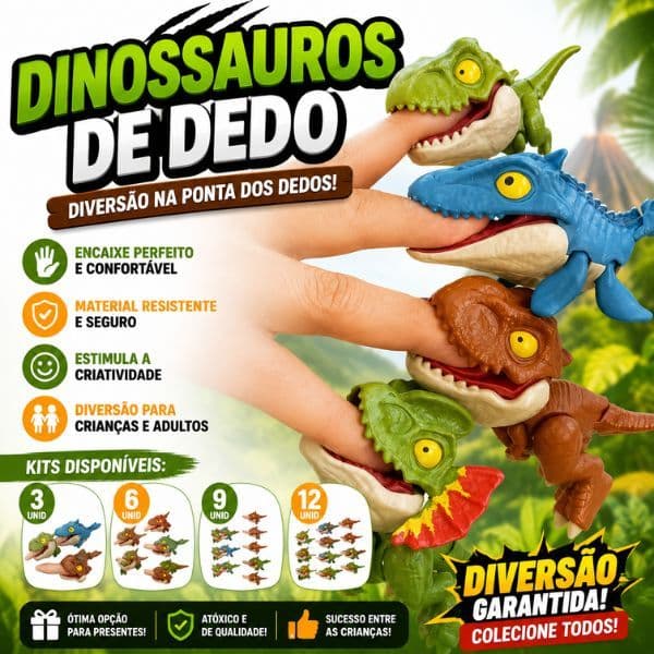 Kit Dinossauro Mode Dedo De Mordida, Kits com 3 6 9 12 Unidades, Modelo De Brinquedo Móvel De Simulação Comum