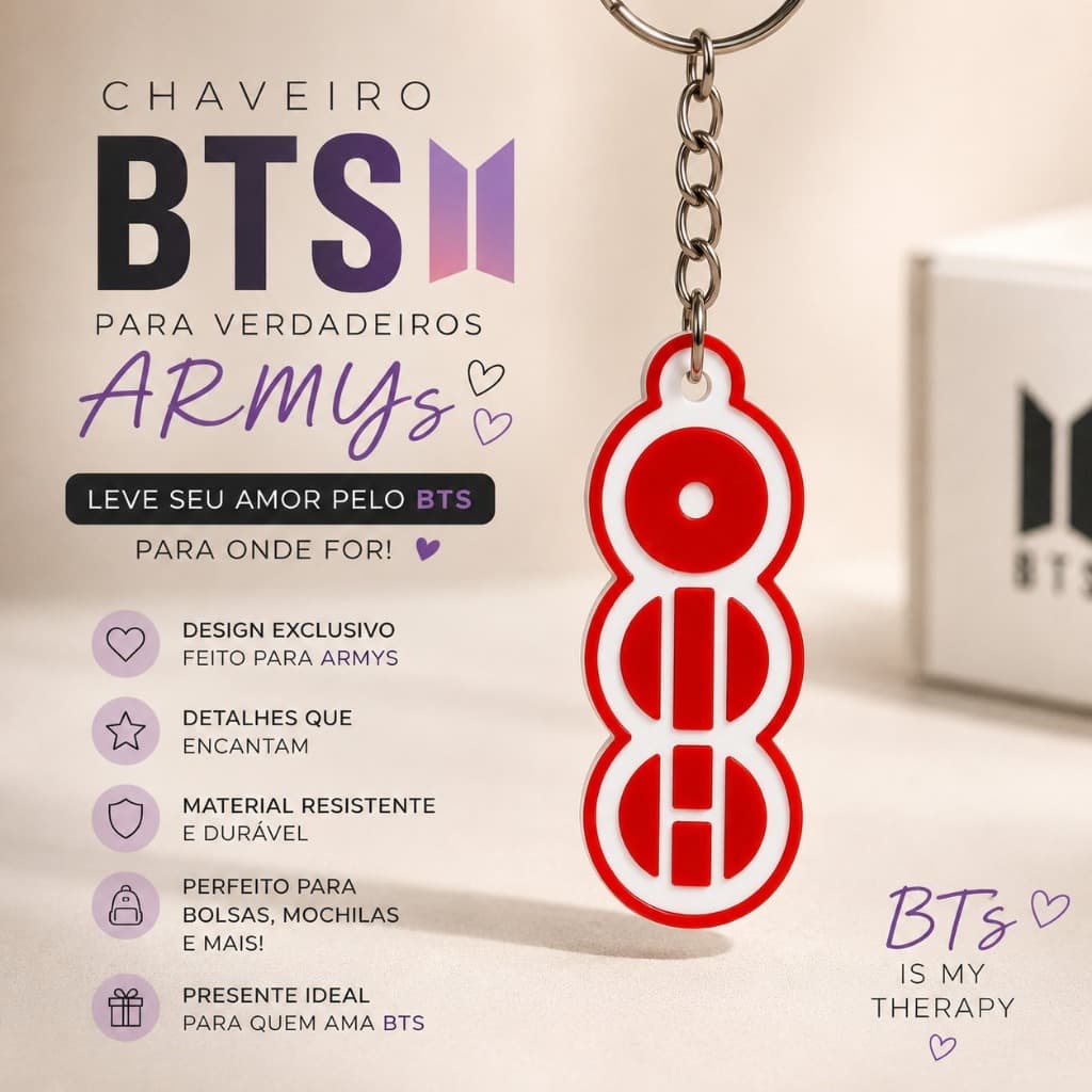 Chaveiro BTS Arigang Kpop | Presente para fãs Army | Presente criativo