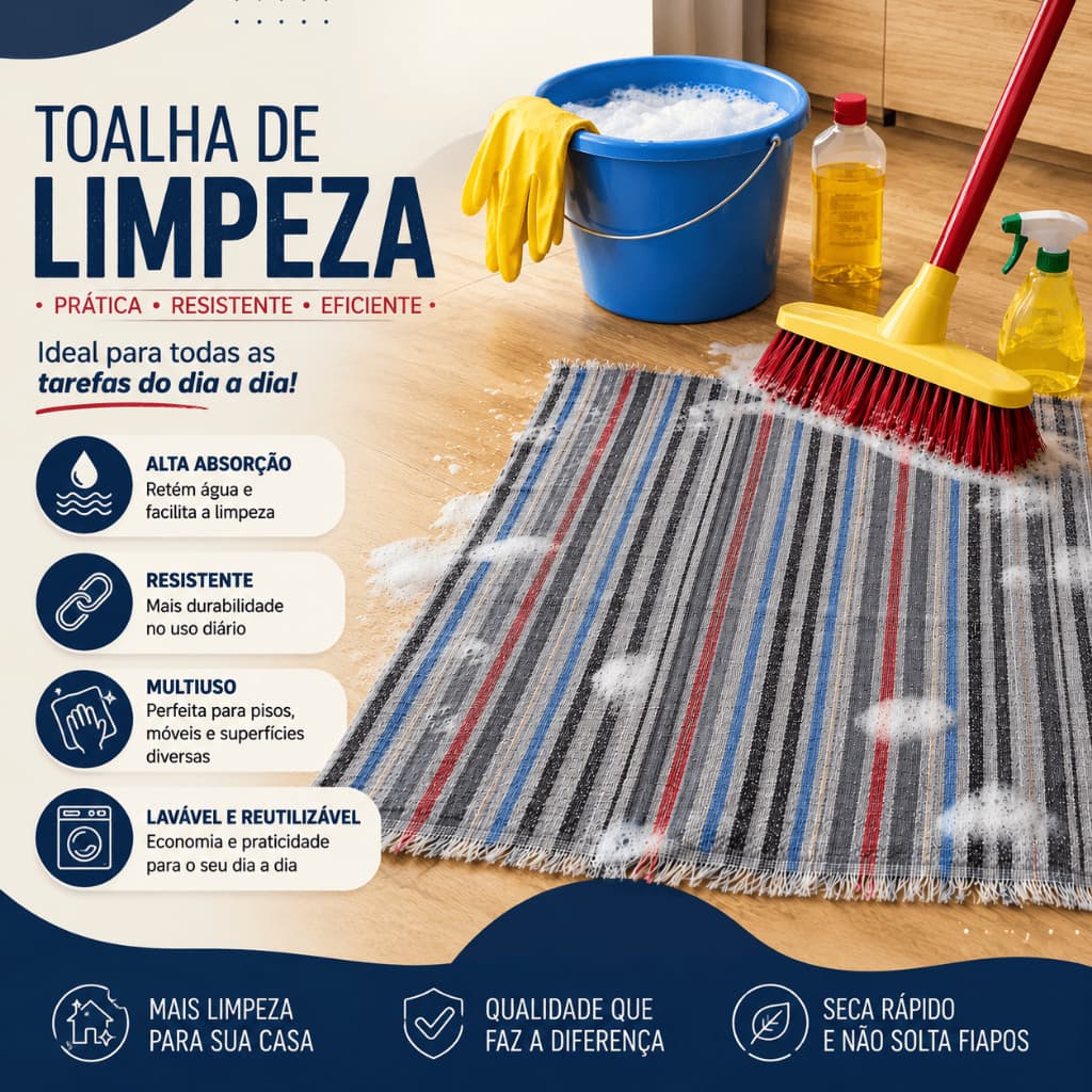 Kit Panos De Chão Xadrez 100% Algodão Grande Alta Absorção Kit Econômico Para Limpeza