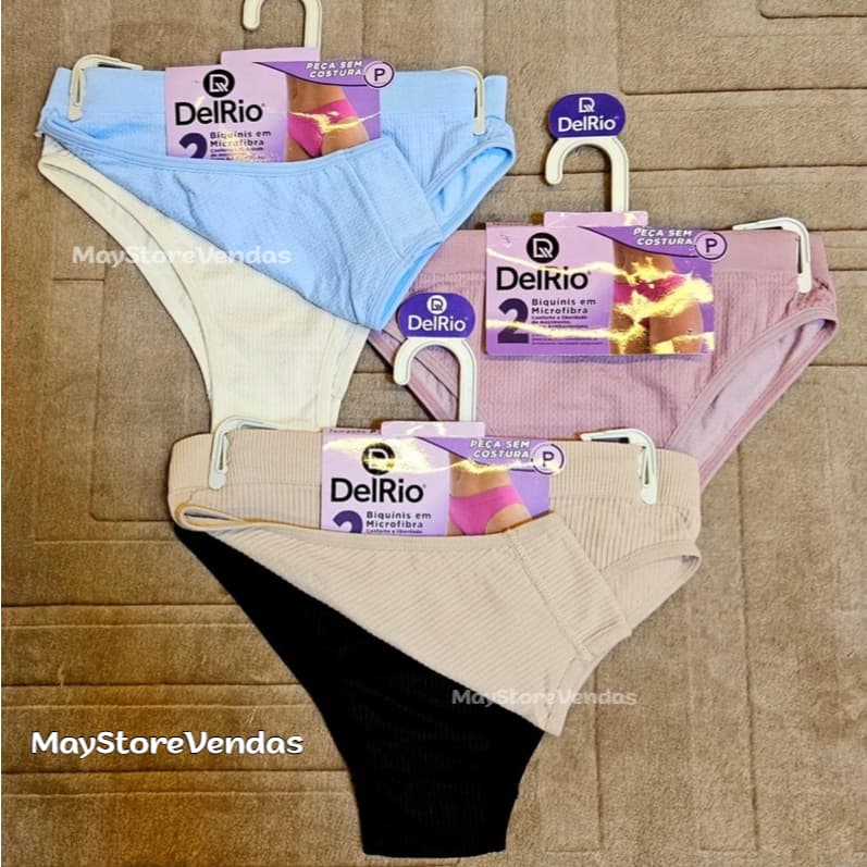 Kit 02 Calcinhas Del Rio Biquini Sem Costura Anti Bactéria Conforto e Durabilidade
