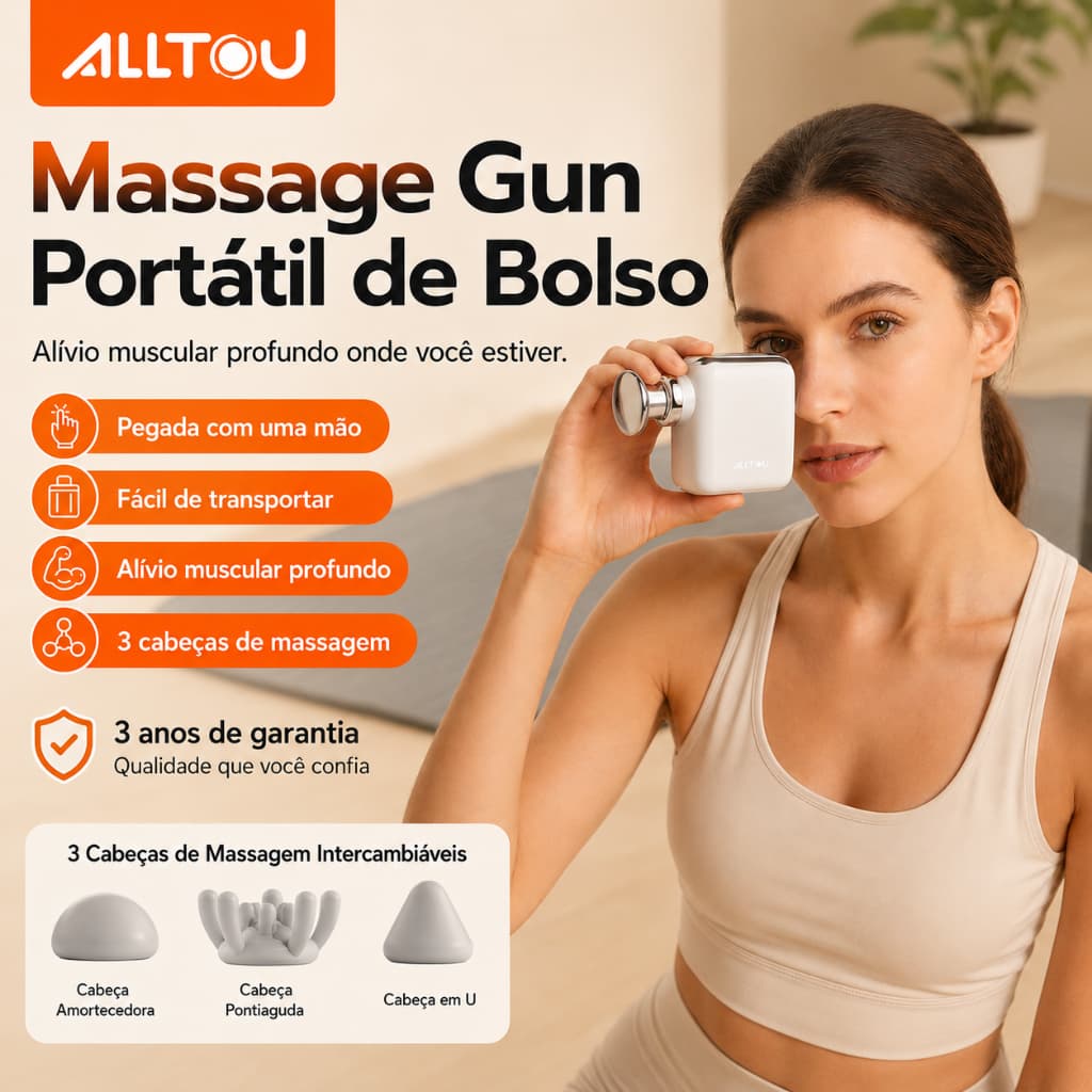 ALLTOU Mini Electric Myofascial Massager 2400RPM Pistola De Bolso Para Fáscia Multifuncional de Alta Frequência