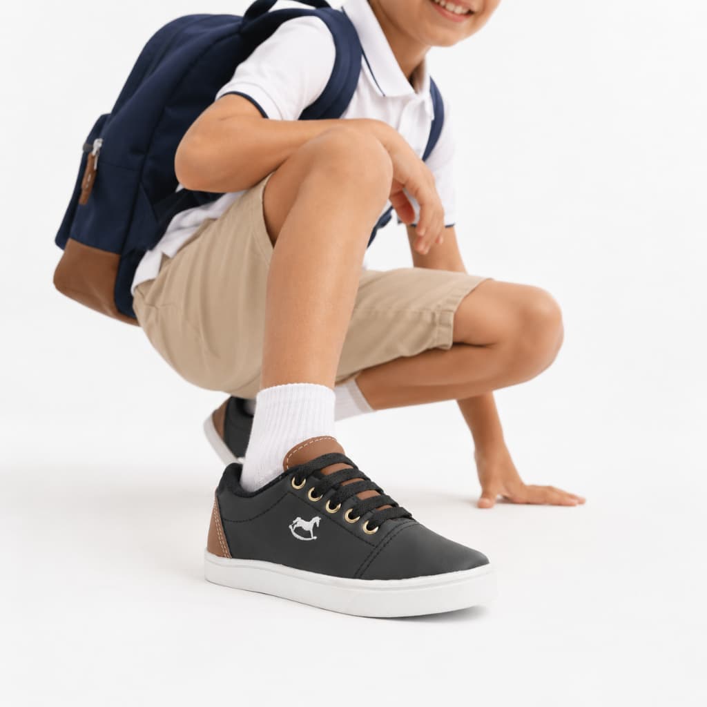 Sapatênis  Preto Infantil Menino Casual | Conforto, Estilo e Qualidade Para o Dia a Dia | GARANTA O SEU