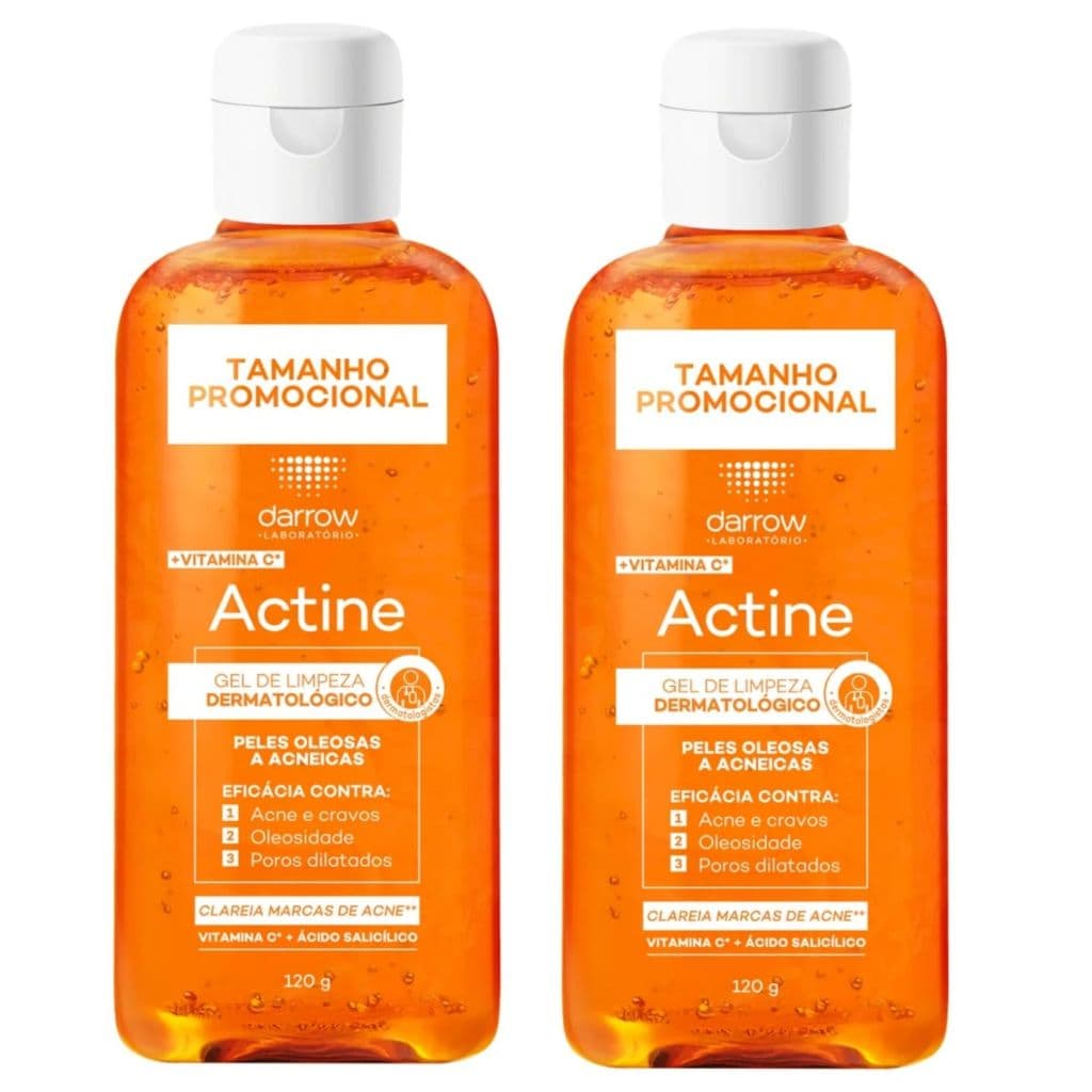 Kit 2 Gel de Limpeza Facial Darrow Actine Pele Oleosa Acneica 120g