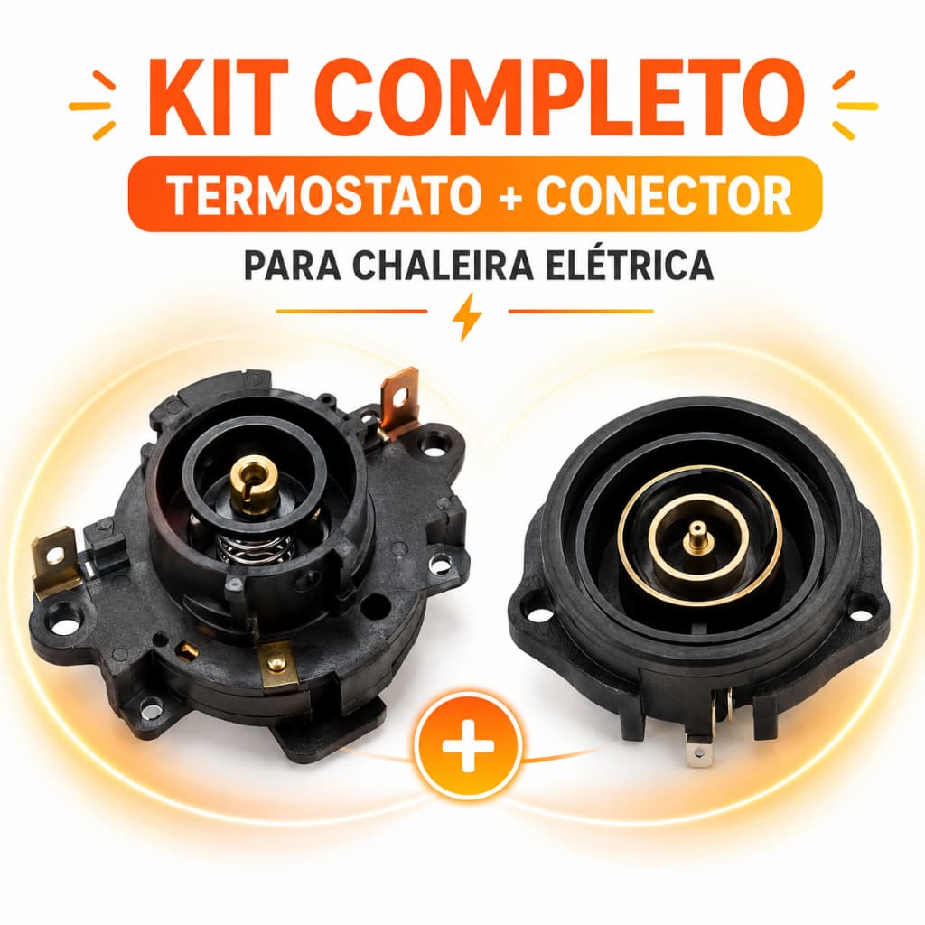 Termostato com Conector da Base para Chaleira Elétrica Kit 2 Peças - Bivolt 110/220v