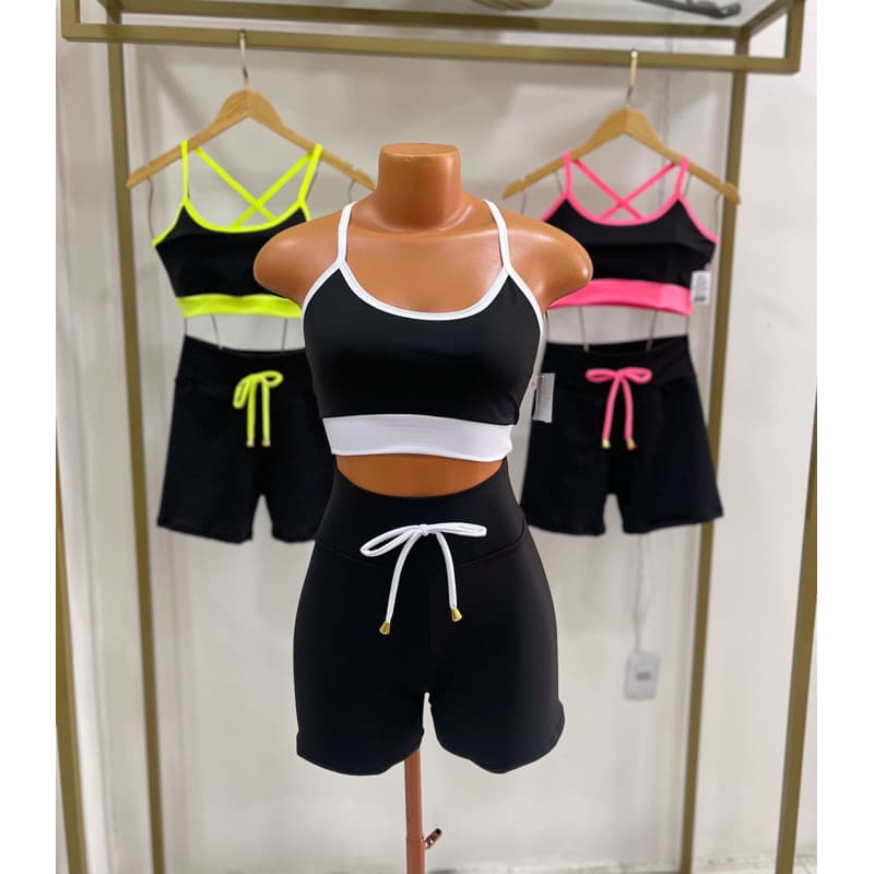 CONJUNTO SHORT FLOR DE TANGERINA+TOP SEM BOJO