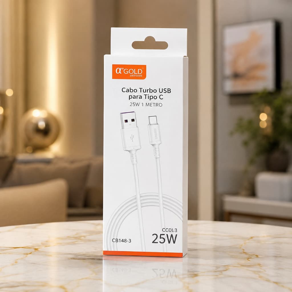 Cabo Turbo Max De Carga USB Para Tipo C 25W 1Metro a'Gold Plus CB148-3