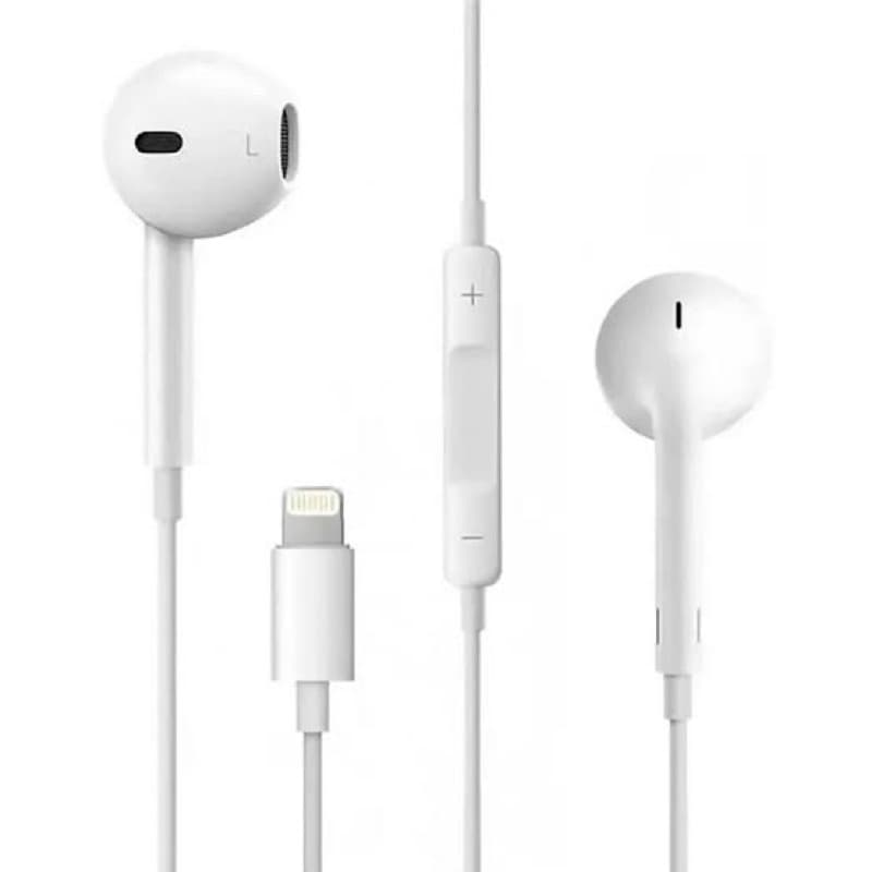 Fone de Ouvido Estéreo Com Fio Branco - Som Estéreo de Alta Qualidade, Microfone, Conectores Lightning e Type-C