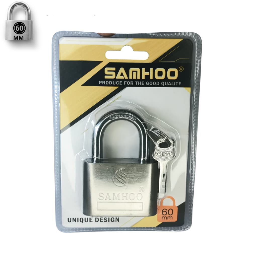 Cadeado Samhoo 60mm Aço Inox Chave Tetra com 3 Chaves
