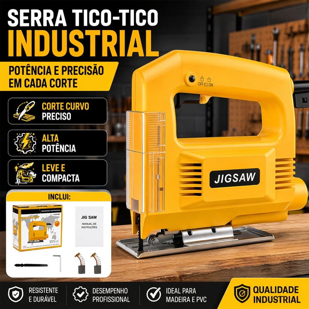 Serra Tico-Tico Elétrica 850W, Design Ergonômico, Corte Preciso, Ideal para Carpintaria e Uso Doméstico 110-127V/220V
