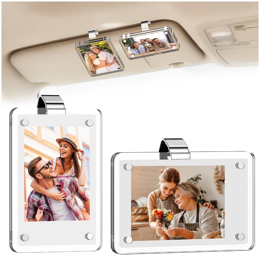 Suporte De Fotos De Carro De 2 Peças Para Viseira Solar, Mag/2 Ganchos/2 Verso adesivo