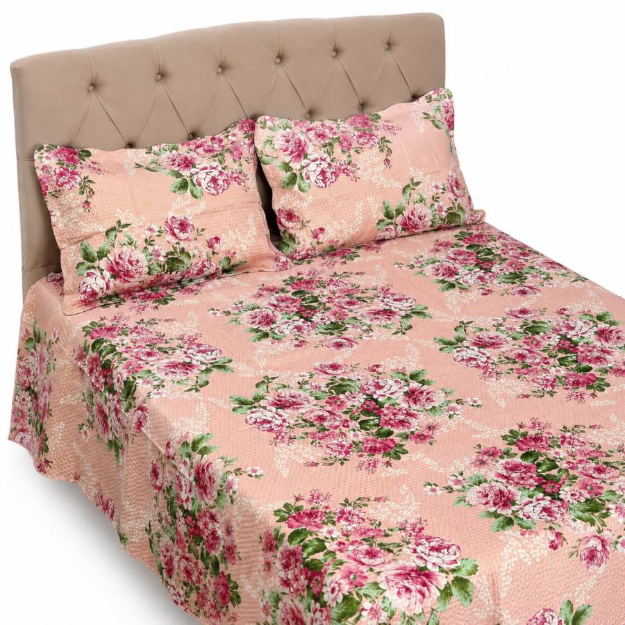 Jogo Cobre Leito Casal 3 Peças Estampado Matelado c/ Fronha Box Cama Premium Reforçado