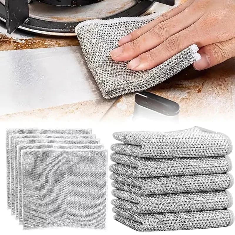 Kit Pano De Limpeza Pesada Arame Fio Aço Metálico Fogão Cozinha Panelas Pia Grelhas Inox Multiuso