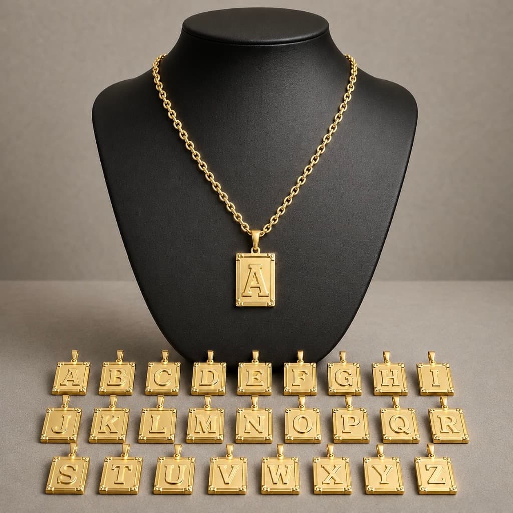Corrente Cordão CADEADO 4MM MAIS PINGENTE ESCOLHA SUA LETRA 100% em Moeda Antiga idêntico a ouro 18k