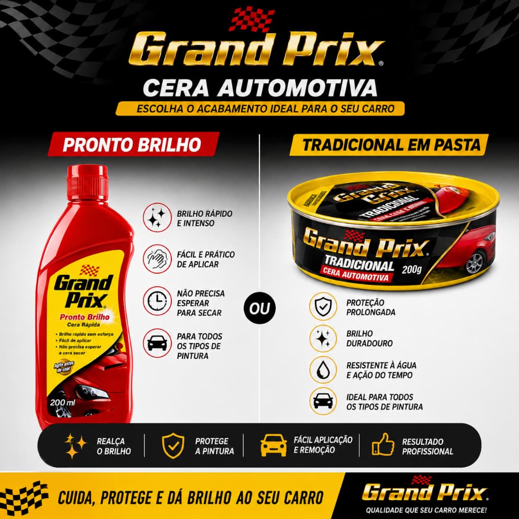 Cera Automotiva Grand Prix Fragrância Agradável Cera Lata ou Liquida