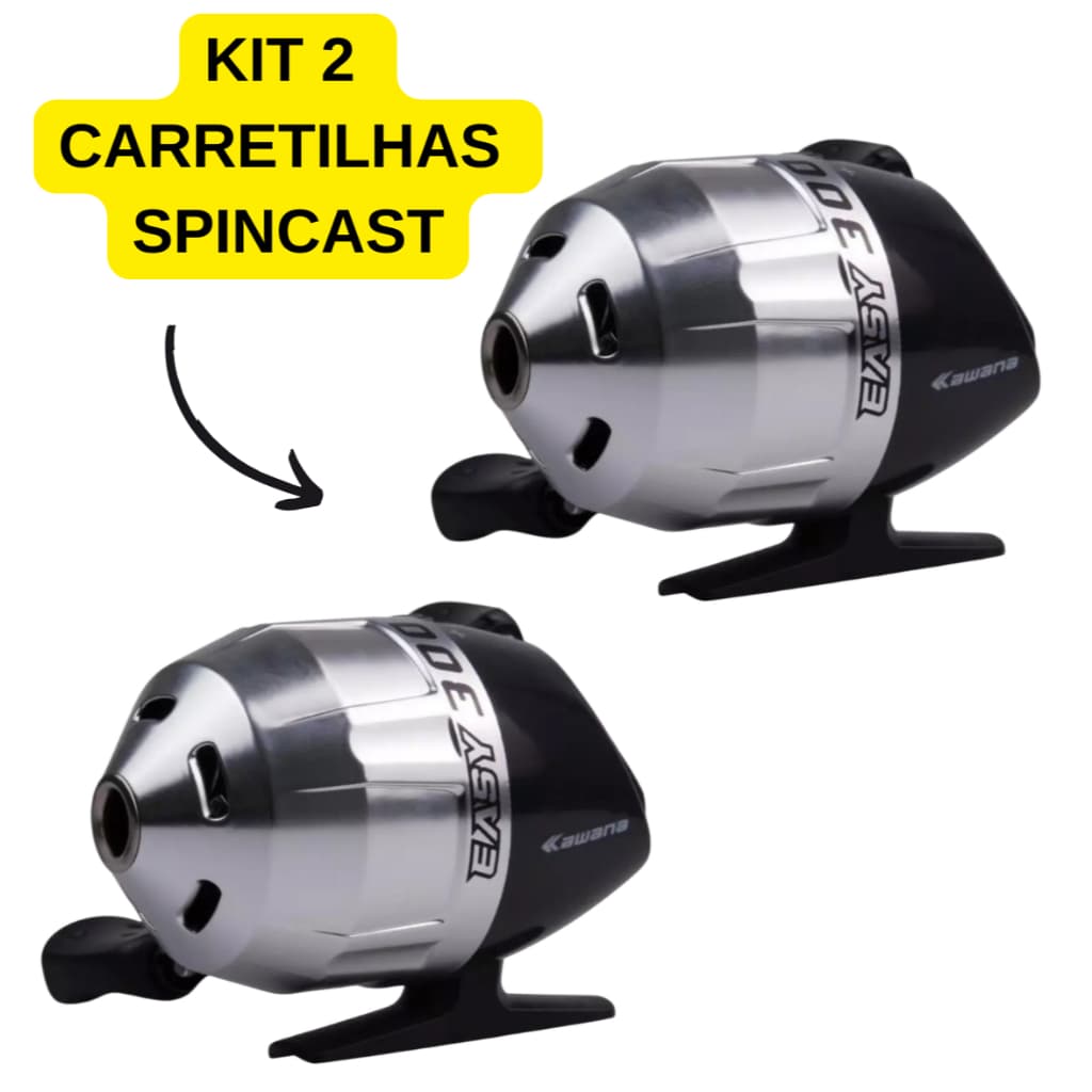 Kit 2 Carretilhas De Pesca Com Linha SPINCAST 300 Pesca Esportiva
