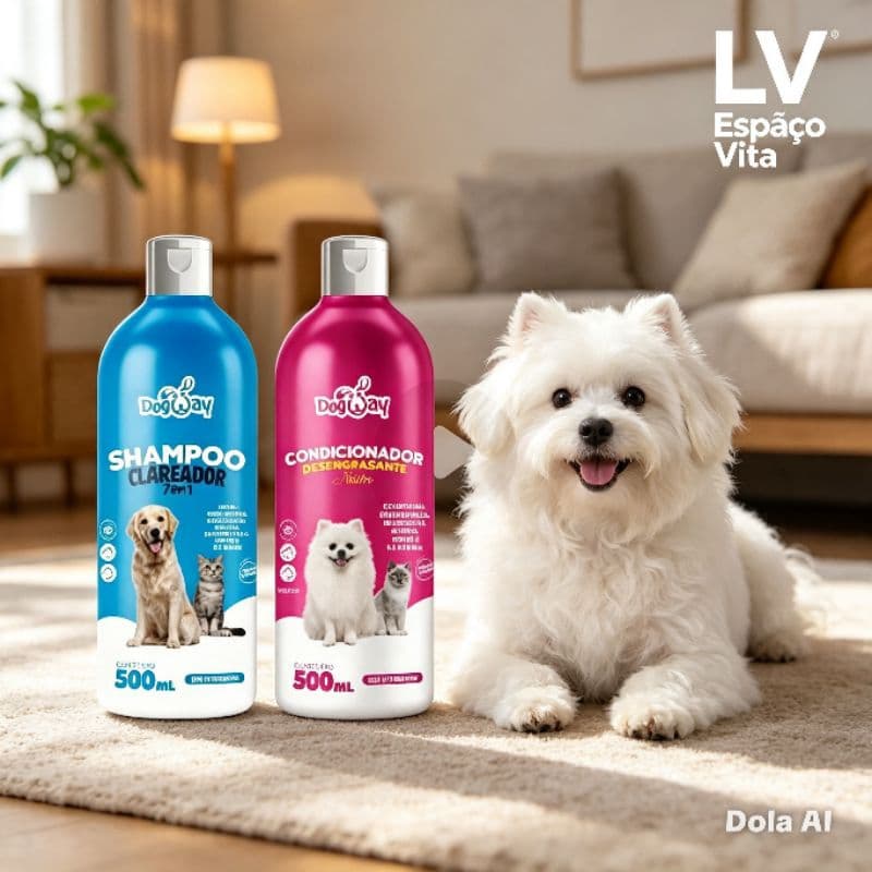 kit shampoo e condicionador dogway hidratação e brilho para cães e gatos