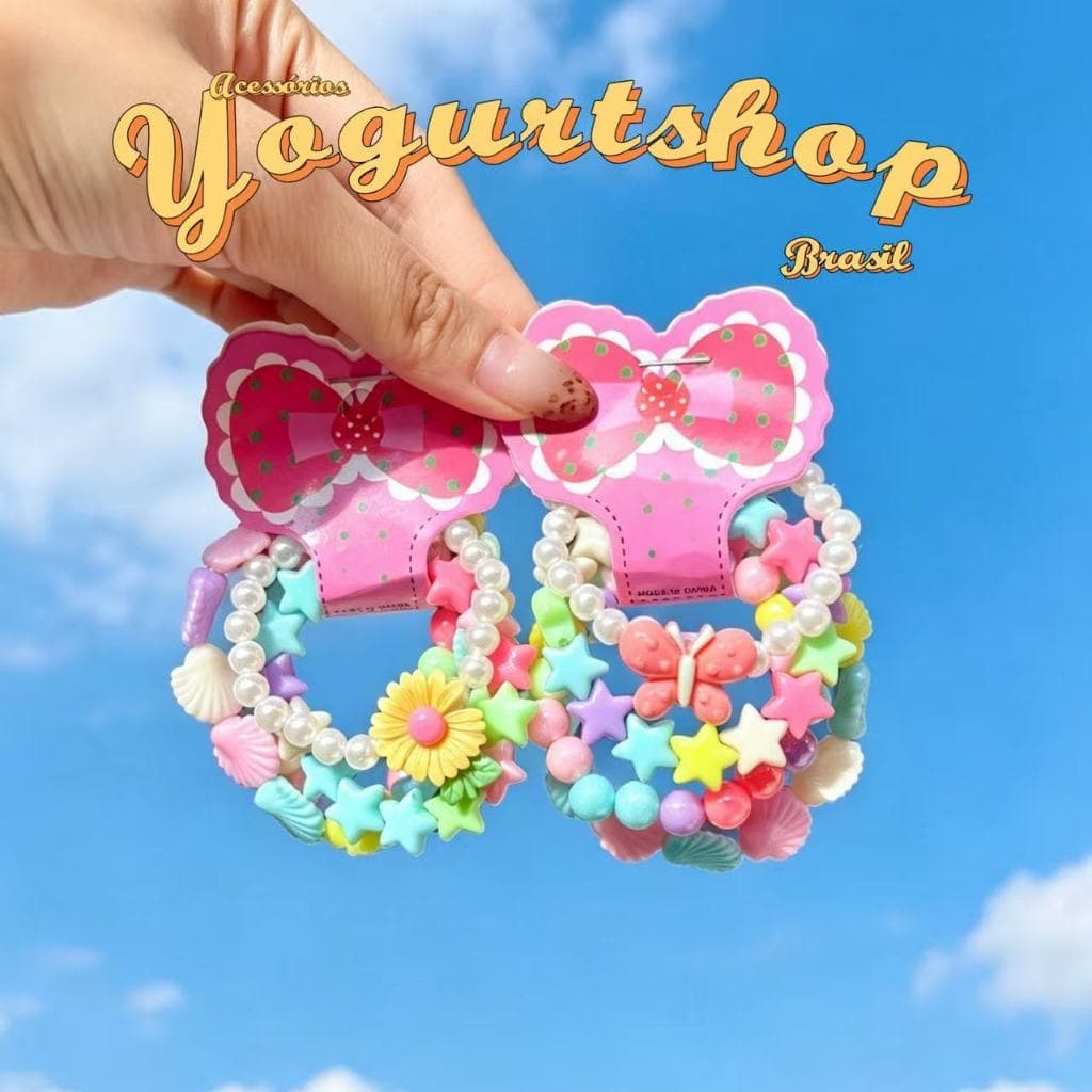 Kit Pulseiras Fofa Para Criança Infantil Frutas Doces Coloridos/Aleatorios