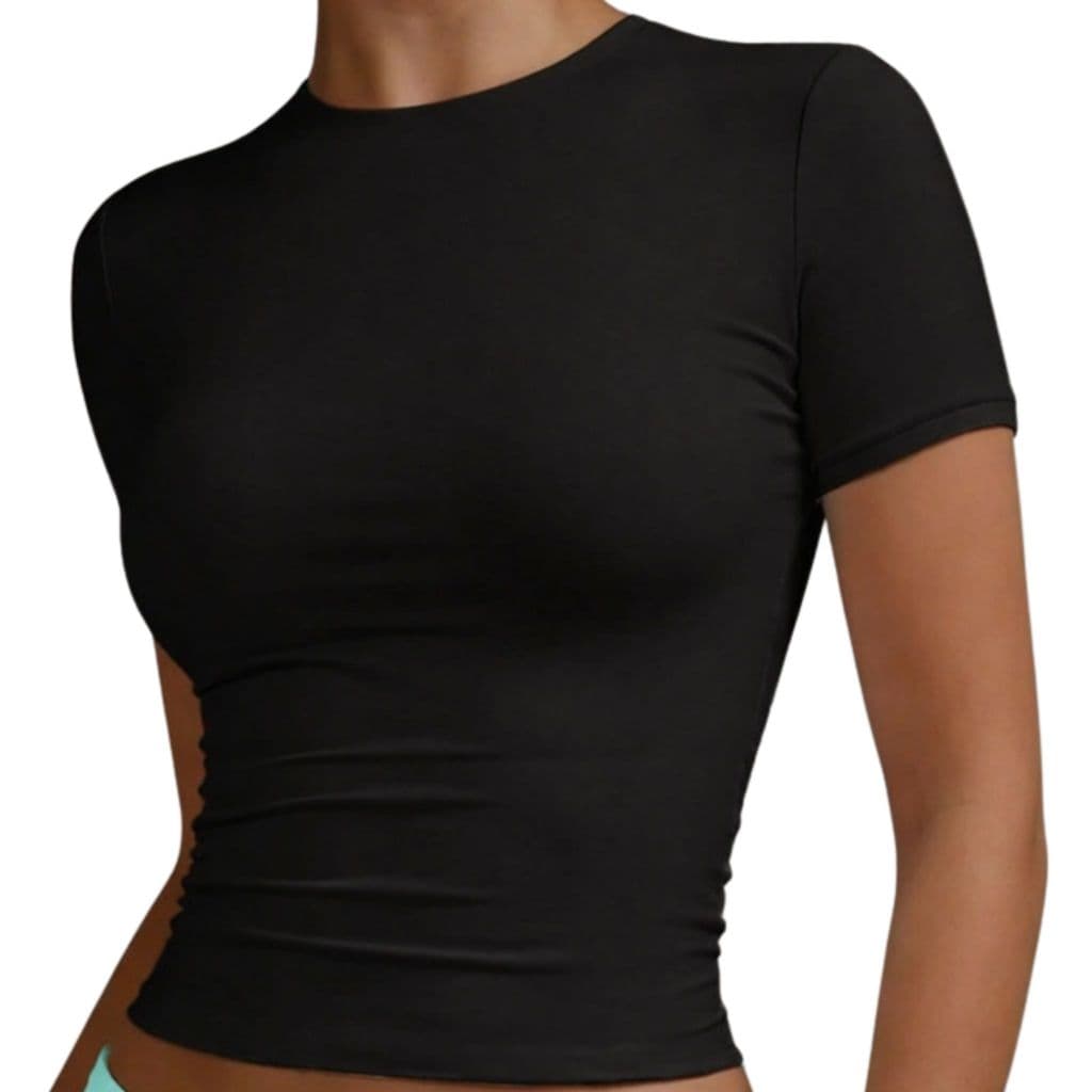 Baby Tee Feminina Blusa Slim Fit Baby Look Manga Curta Blusa de Compressão Academia