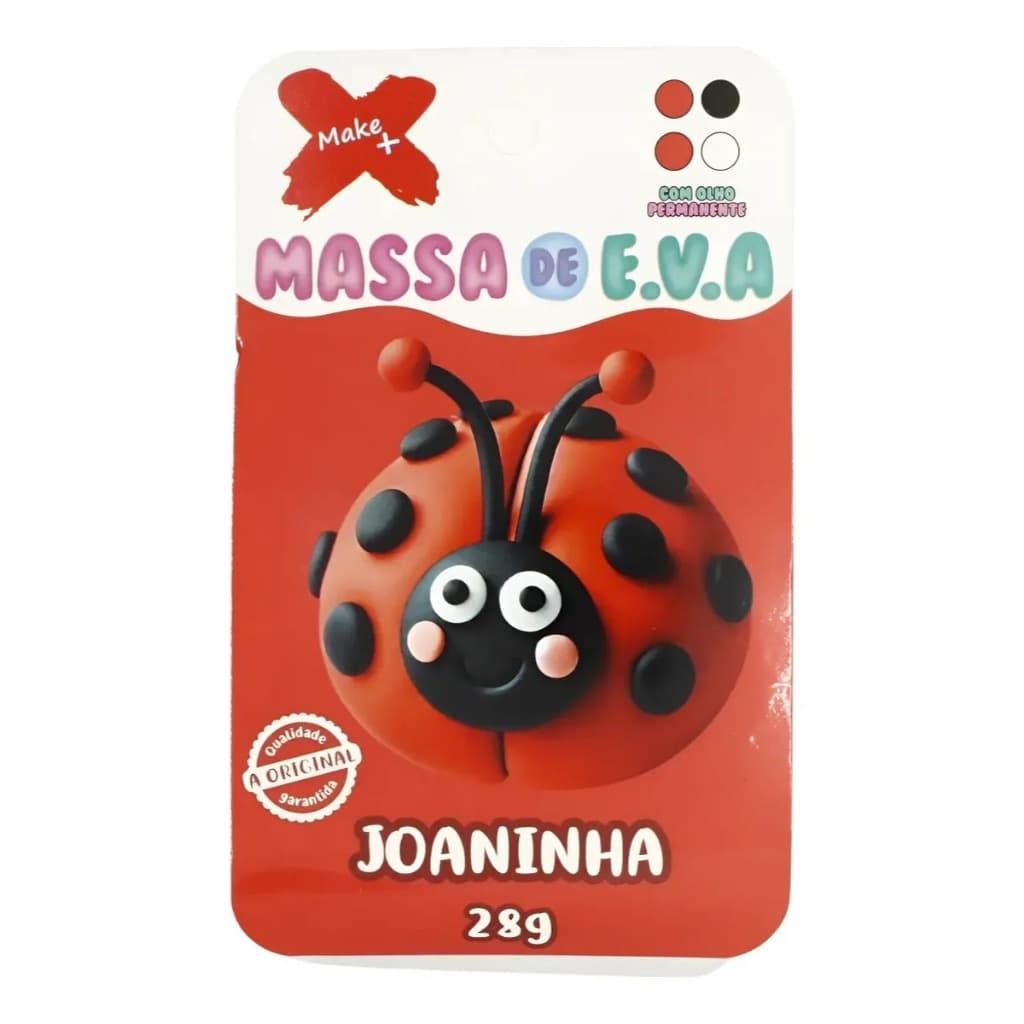 Massa De Eva Em Pote De 28g 4 Cores Joaninha Infantil Make+