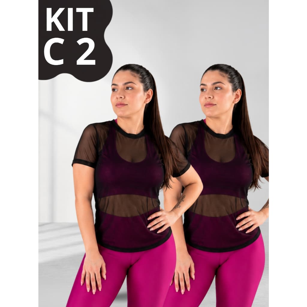 2 Blusa Tule Feminina Academia FITNESS Premium Respirável e Confortável Elegante