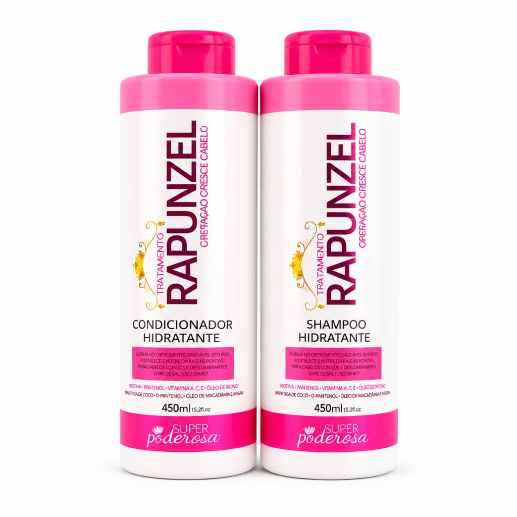 Kit Capilar Rapunzel Crescimento Rápido + Brilho + Hidratação Envio Imediato