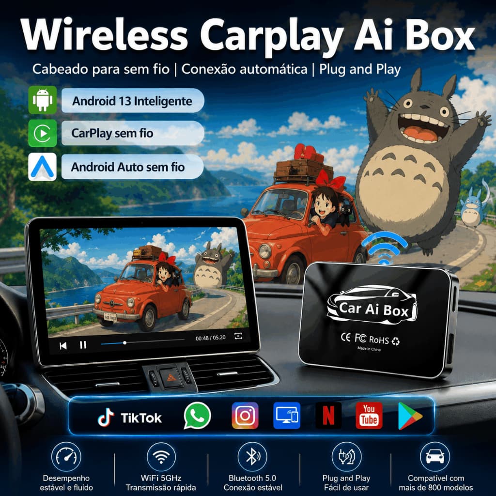 CarPlay AI Box Adaptador CarPlay sem fio Carplay Android Box CarPlay Sem Fio Android Box para Apple CarPlay