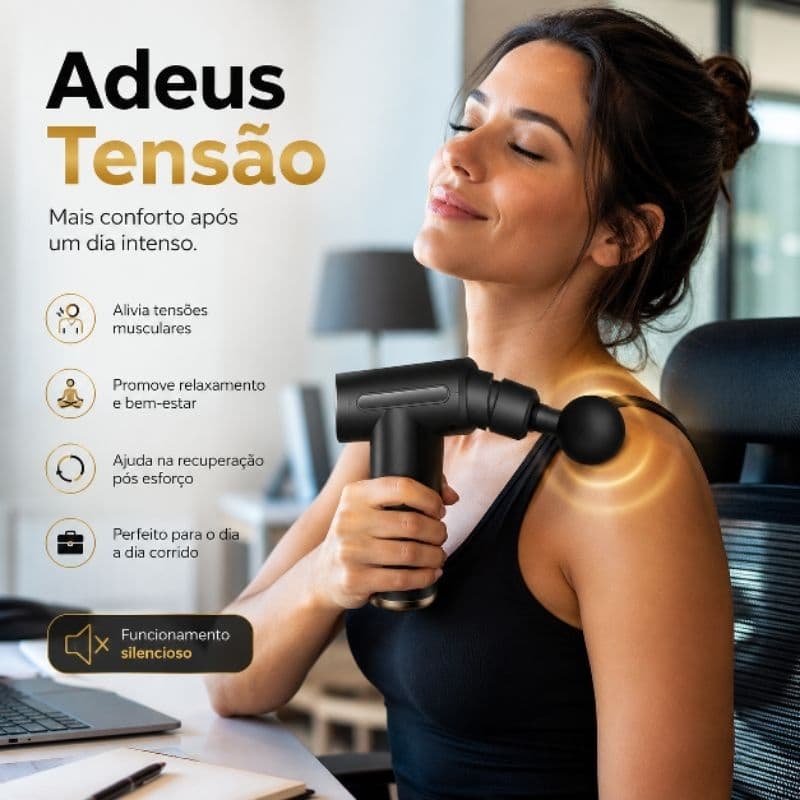 Mini Pistola de Massagem Elétrica com Acessórios e 6 Modos de Velocidade