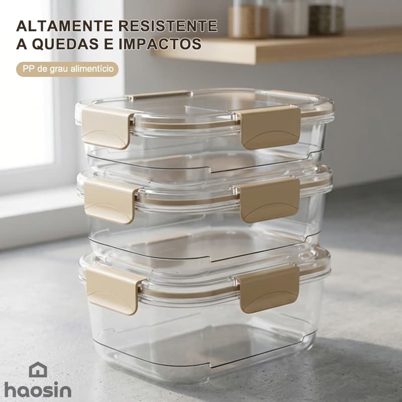 HAOSIN Kit 3 Organizadores de Geladeira – 2,4L + 2L + 1,4L em Acrílico com Vedação e Drenagem