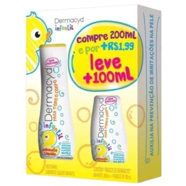 Kit Leve 200ml+100ml Sabonete Líquido Infantil Dermacyd